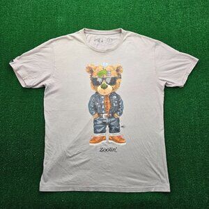 Sniper Gang Tshirt Mens Large Beige Short Sleeve Zoolin Bear Swag Streetwear
